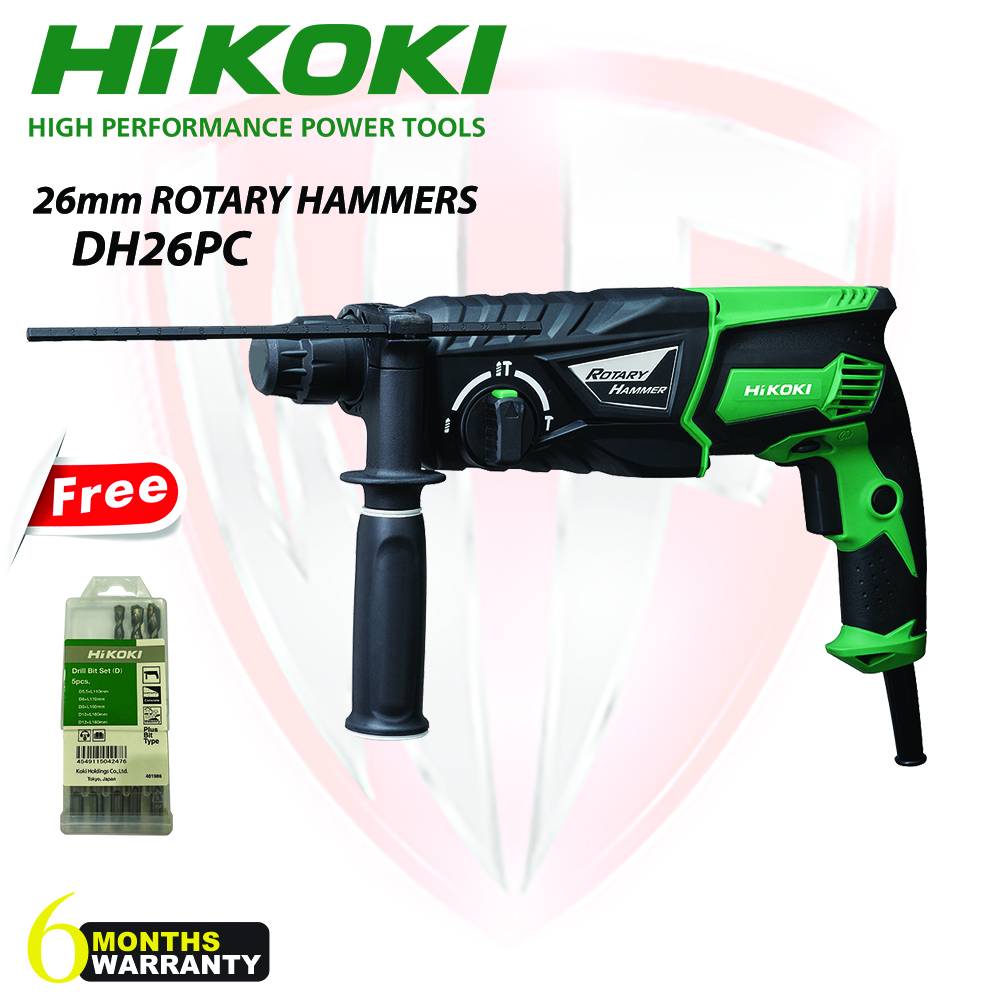 HIKOKI DH26PC 26mm ROTARY HAMMER 830W Concrete Wood Steel Core Bit (6
